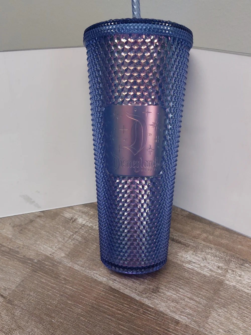 Starbucks Disneyland Resort Iridescent Blue Studded Tumbler with Straw